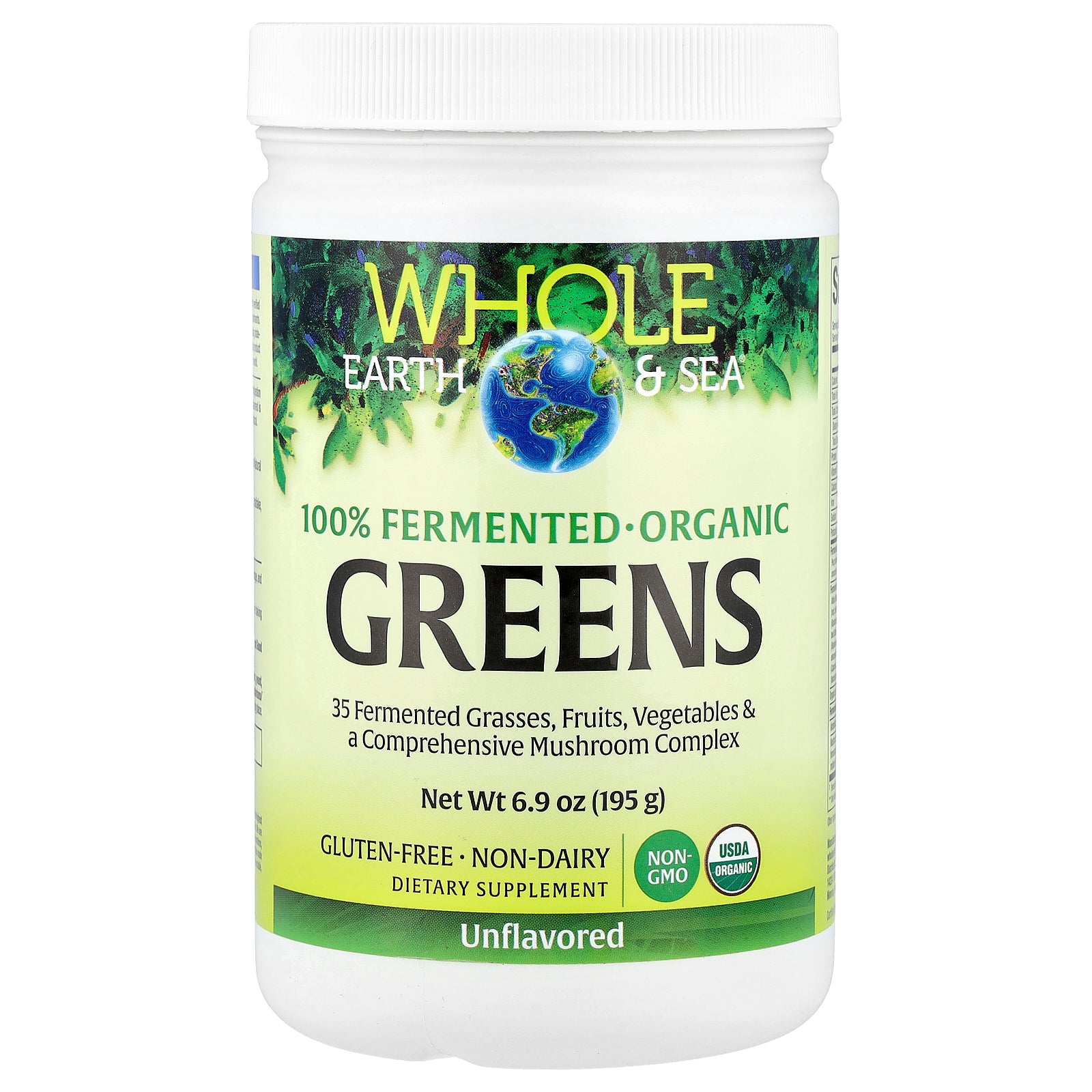 Natural Factors, Whole Earth & Sea®, Organic Greens, Unflavored, 6.9 oz (195 g)