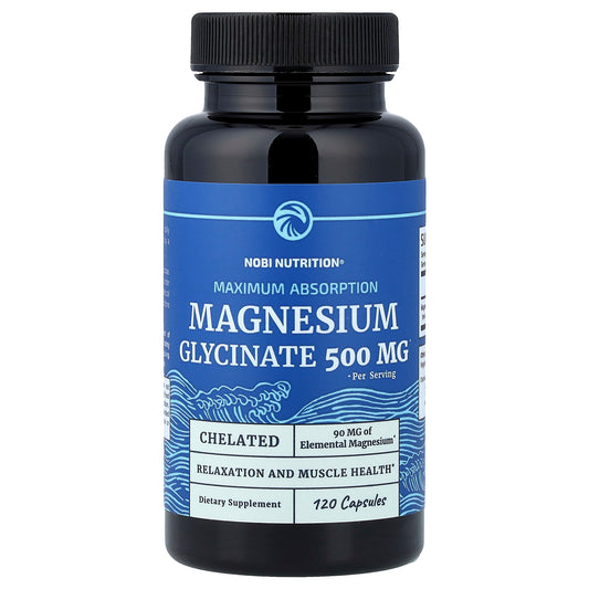 Nobi Nutrition, Magnesium Glycinate, Maximum Absorption, 120 Capsules (250 mg per Capsule)