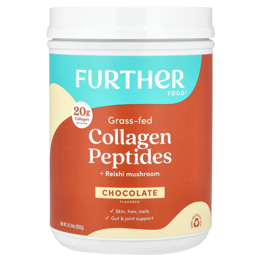 Further Food, Grass-Fed Collagen Peptides + Reishi Mushroom, Chocolate, 1.8 lbs (690 g)