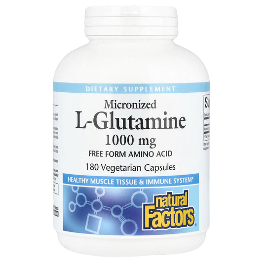 Natural Factors, Micronized L-Glutamine, 1,000 mg, 180 Vegetarian Capsules