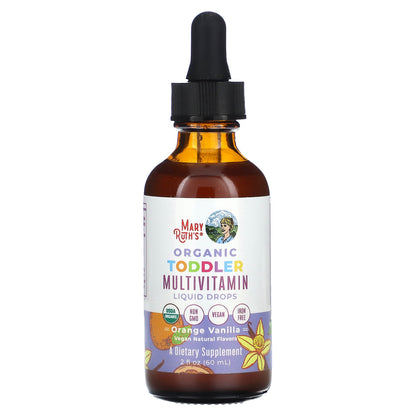 MaryRuth's, Organic Toddler, Multivitamin Liquid Drops, 1-3 Years, Orange Vanilla, 2 fl oz (60 ml)