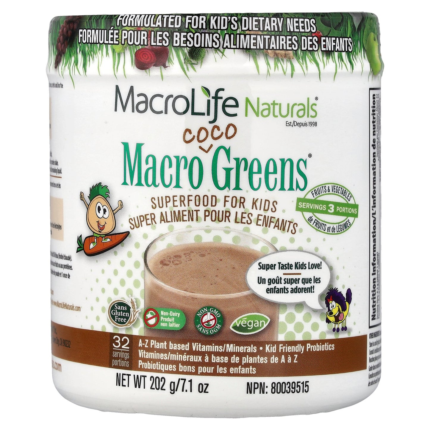 Macrolife Naturals, Macro Coco Greens®, Superfood For Kids, 7.1 oz (202 g)