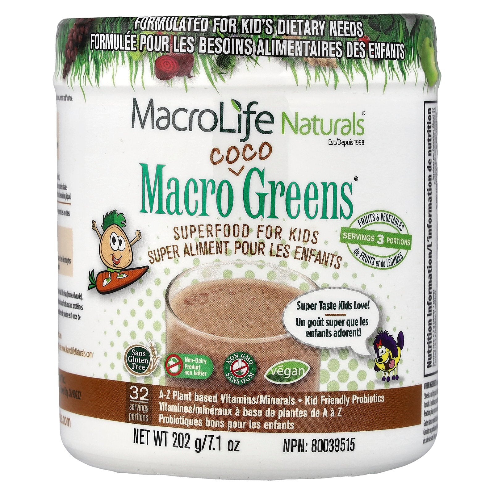 Macrolife Naturals, Macro Coco Greens®, Superfood For Kids, 7.1 oz (202 g)