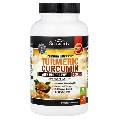 BioSchwartz, Premium Ultra Pure, Turmeric Curcumin With Bioperine®, 180 Veggie Caps