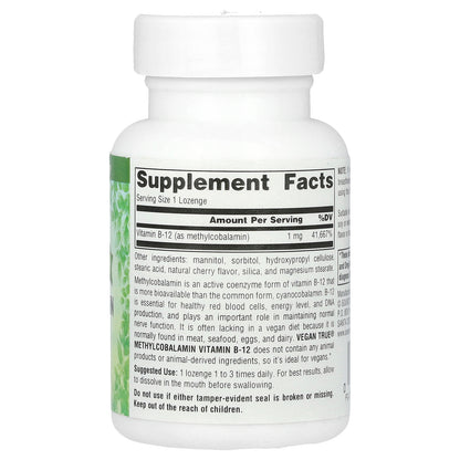 Source Naturals, Vegan True, MethylCobalamin, Cherry , 1 mg, 60 Lozenges