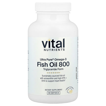 Vital Nutrients, Ultra Pure® Omega-3, Fish Oil 800, Lemon, 90 Softgels