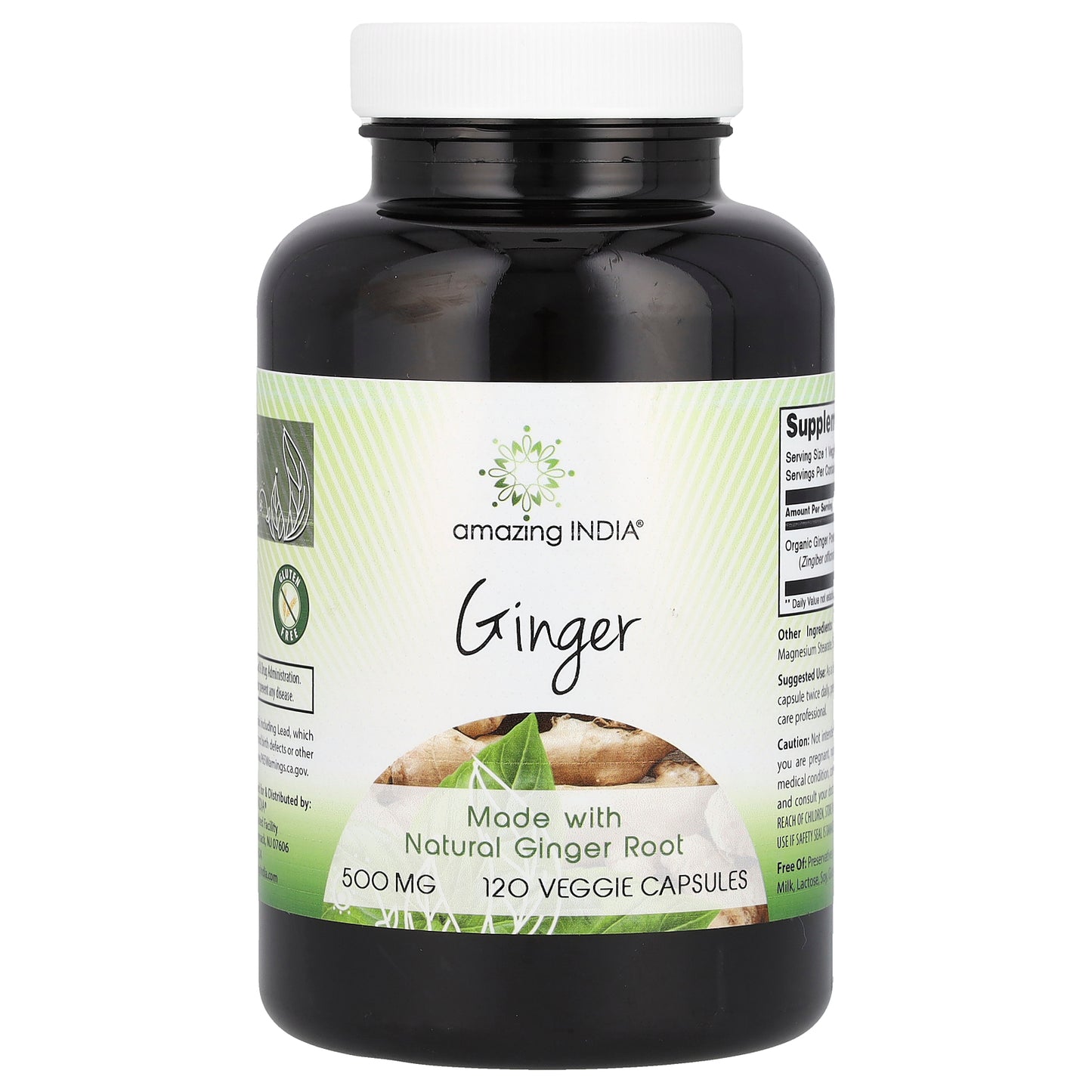 Amazing India, Ginger , 500 mg , 120 Veggie Capsules