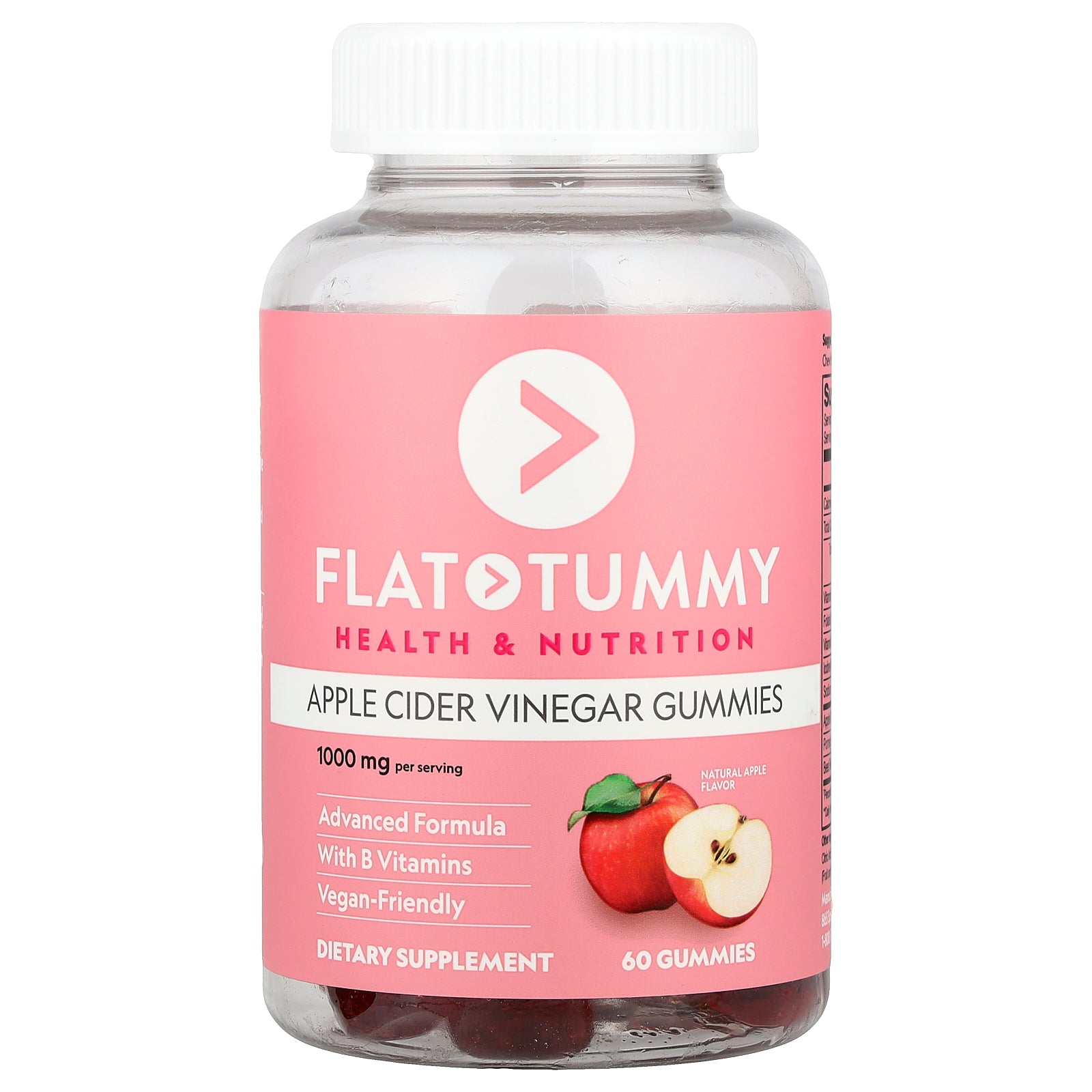 Flat Tummy, Apple Cider Vinegar Gummies, Natural Apple, 60 Gummies