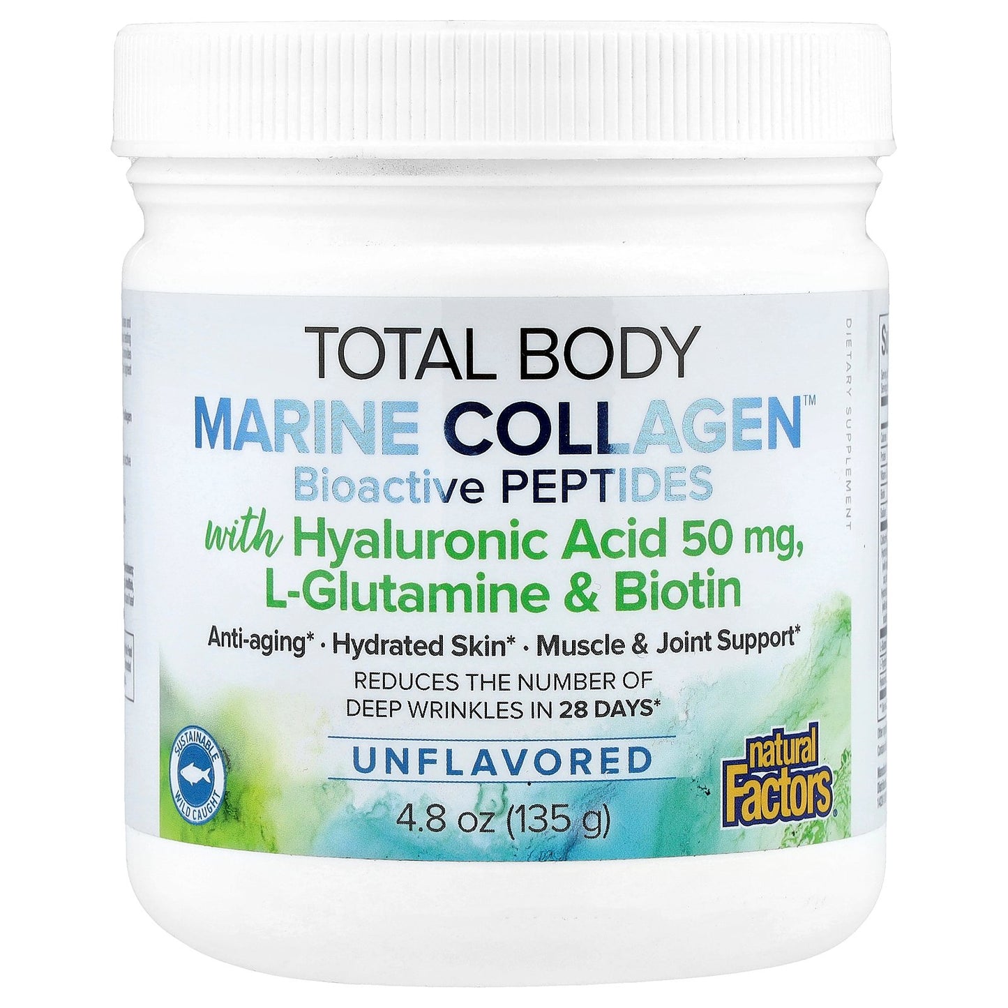 Natural Factors, Total Body Marine Collagen™, Bioactive Peptides, Unflavored, 4.8 oz (135 g)
