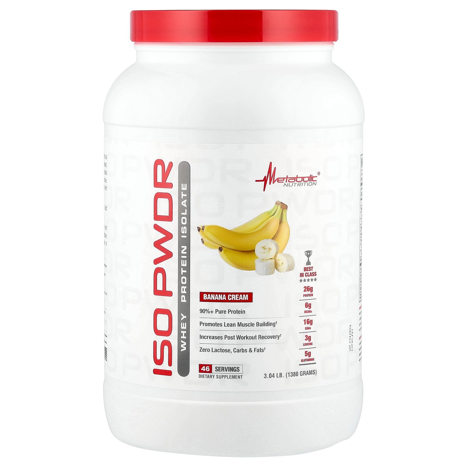 Metabolic Nutrition, ISOpwdr, Whey Protein Isolate, Banana Cream, 3.04 lb (1,380 g)