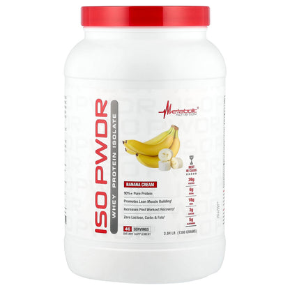 Metabolic Nutrition, ISOpwdr, Whey Protein Isolate, Banana Cream, 3.04 lb (1,380 g)