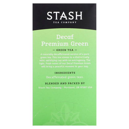 Stash Tea, Green Tea, Decaf Premium Green, 18 Tea Bags, 1.1 oz (33 g)