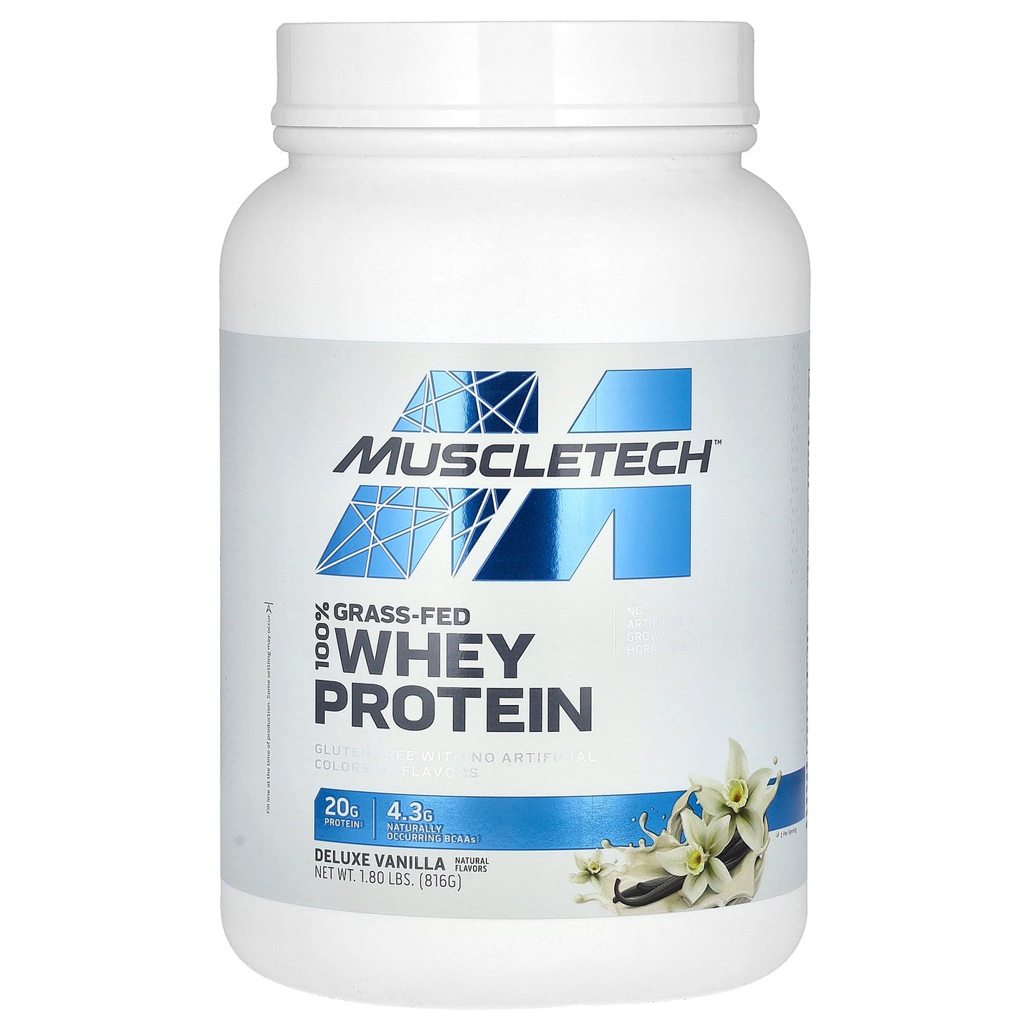 MuscleTech, 100% Grass-Fed Whey Protein, Deluxe Vanilla, 1.8 lbs (816 g)
