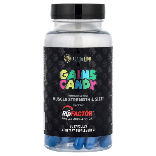 ALPHA LION, Gains Candy, RipFactor®, 60 Capsules (325 mg per Capsule)