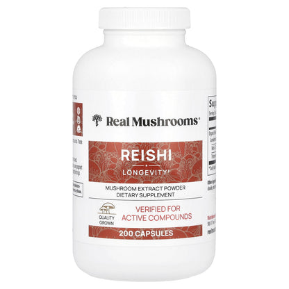 Real Mushrooms, Reishi, Mushroom Extract Powder, 200 Capsules