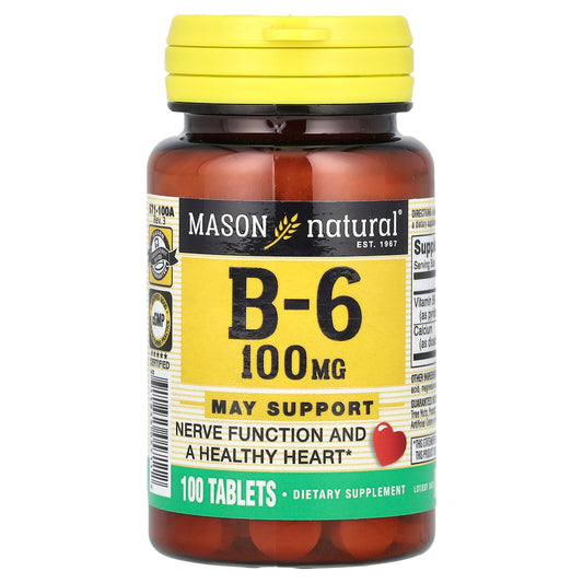 Mason Natural, Vitamin B6, 100 mg, 100 Tablets