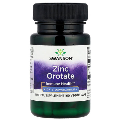 Swanson, Zinc Orotate, 60 Veggie Caps (10 mg per Cap)