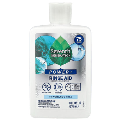Seventh Generation, Power+, Rinse Aid, Fragrance Free , 75 Loads, 8 fl oz (236 ml)