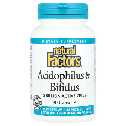 Natural Factors, Acidophilus & Bifidus, 90 Capsules