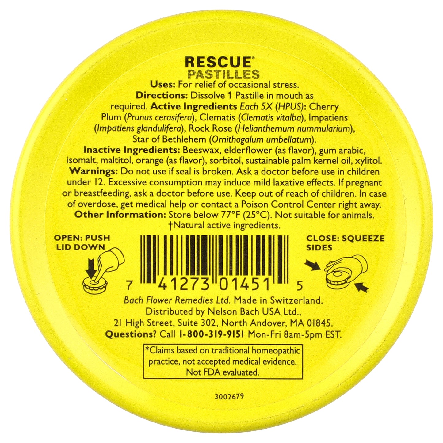Bach, Rescue® Pastilles, Natural Stress Relief, Orange & Elderflower, 35 Pastilles, 1.7 oz (50 g)