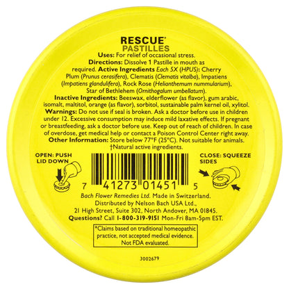 Bach, Rescue® Pastilles, Natural Stress Relief, Orange & Elderflower, 35 Pastilles, 1.7 oz (50 g)