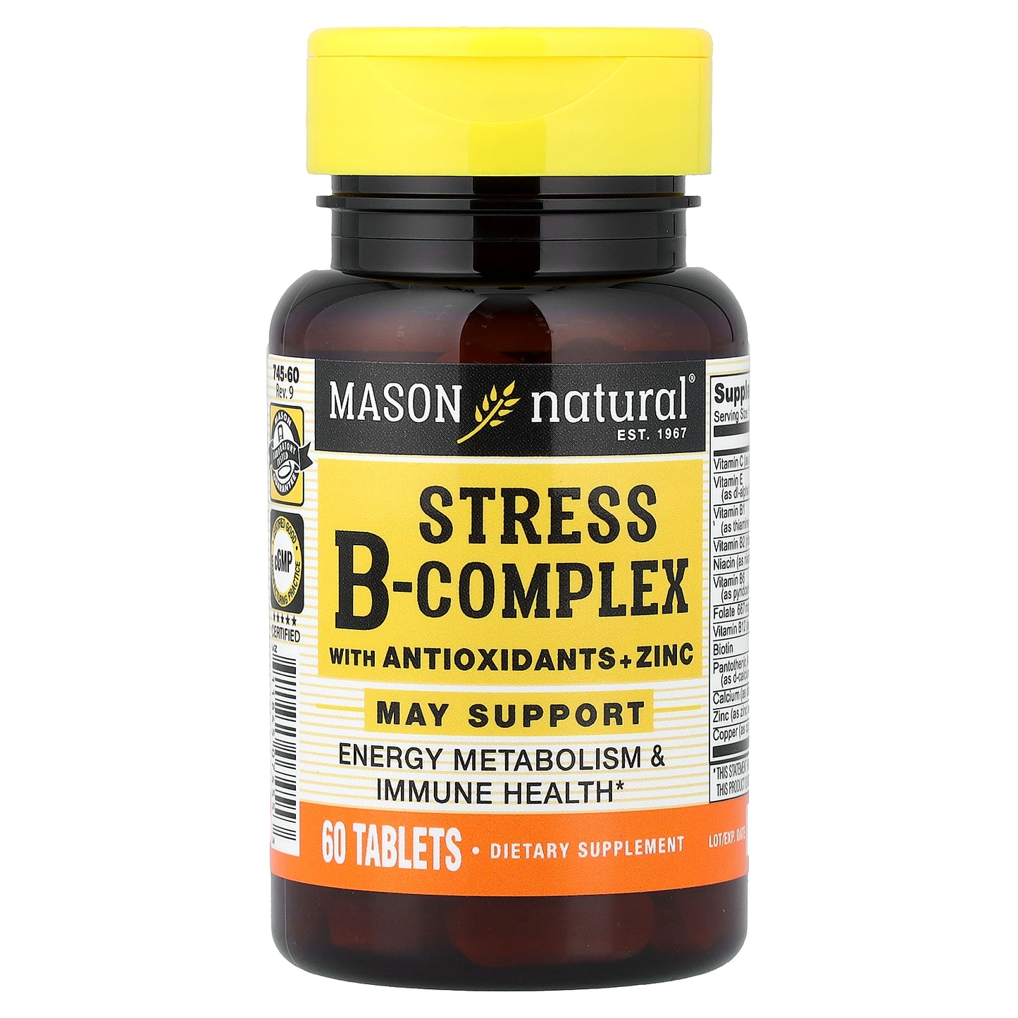 Mason Natural, Stress B-Complex with Antioxidants + Zinc, 60 Tablets