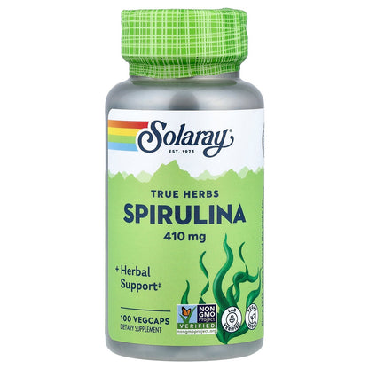 Solaray, True Herbs, Spirulina, 100 Vegcaps