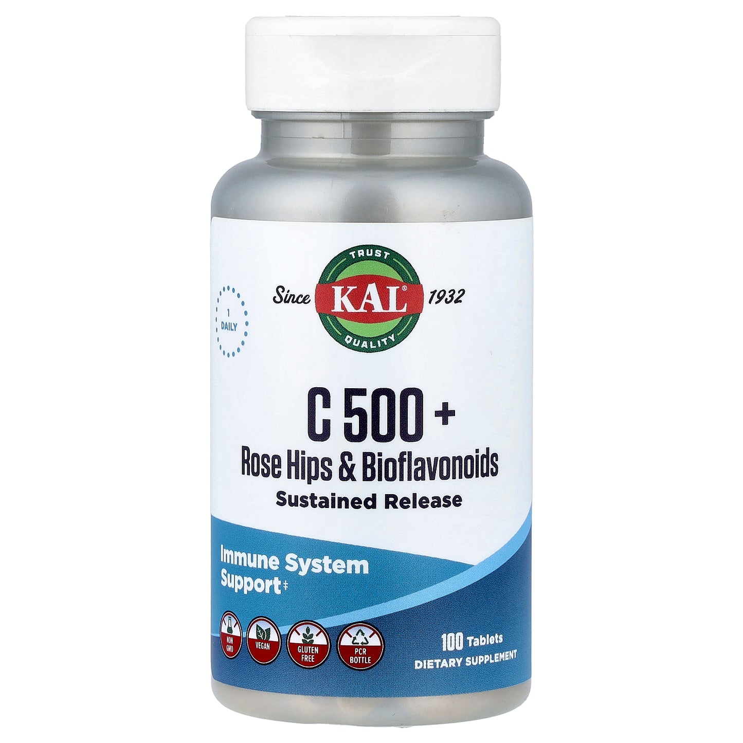 KAL, C 500 + Rose Hips & Bioflavonoids, 100 Tablets