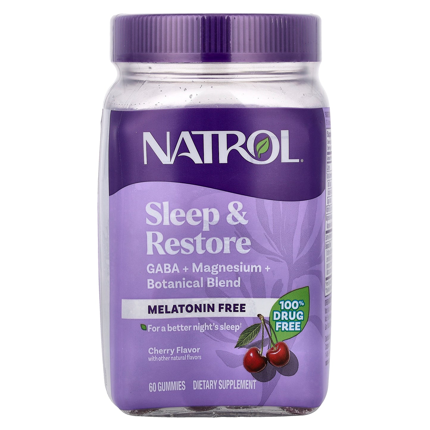 Natrol, Sleep & Restore Gummies, Melatonin Free, Cherry, 60 Gummies