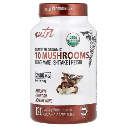 Nutri, Organic 10 Mushrooms, 120 Organic Capsules