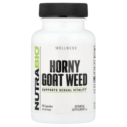 NutraBio, Horny Goat Weed, 90 Capsules (500 mg per Capsule)