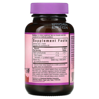 Bluebonnet Nutrition, EarthSweet Chewables, CellularActive Methylcobalamin, Raspberry , 5,000 mcg, 60 Chewable Tablets