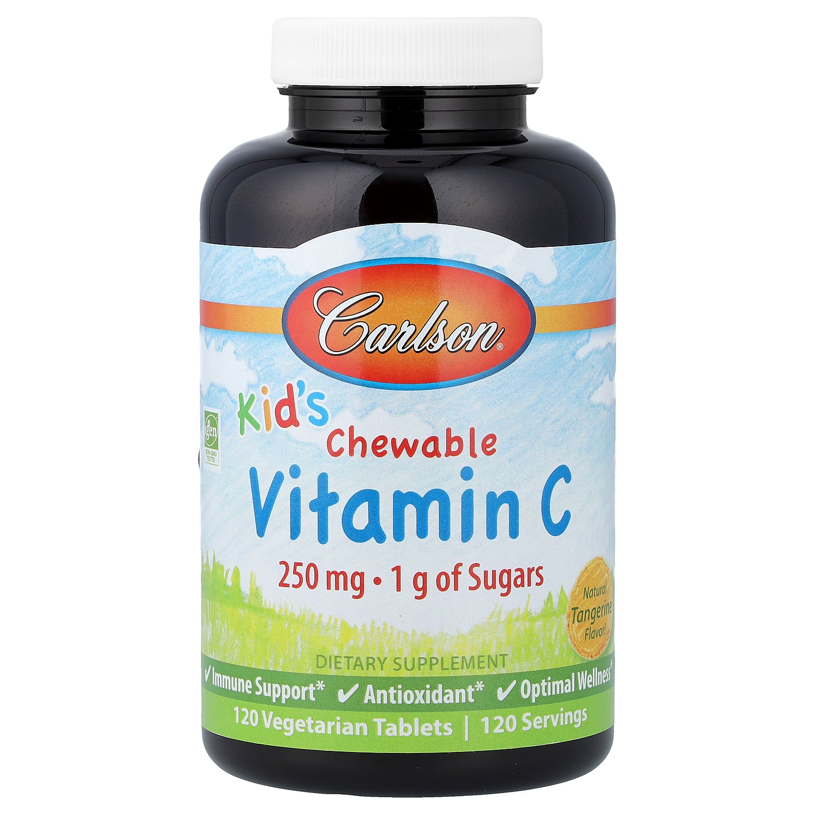 Carlson, Kid's Chewable Vitamin C, Natural Tangerine, 120 Vegetarian Tablets