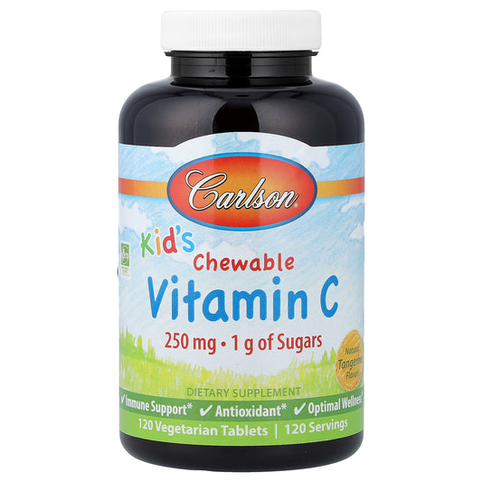 Carlson, Kid's Chewable Vitamin C, Natural Tangerine, 120 Vegetarian Tablets