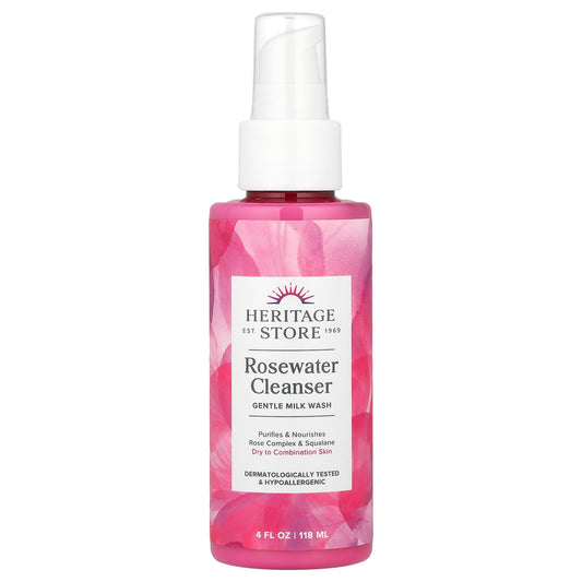 Heritage Store, Rosewater Cleanser, Gentle Milk Wash , 4 fl oz (118 ml)