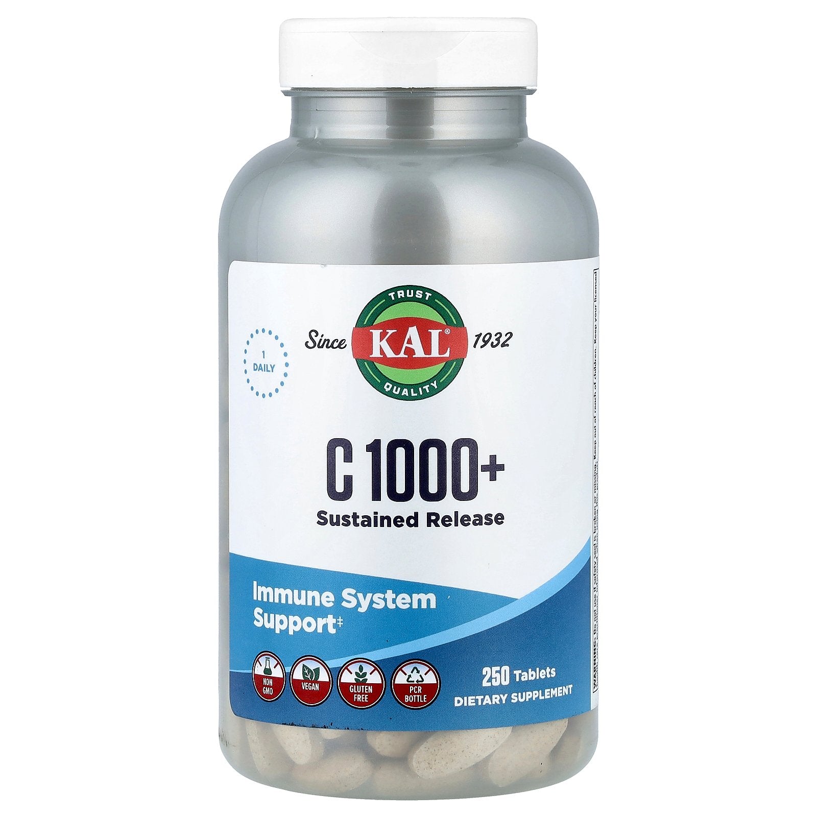 KAL, C 1000+, Sustained Release, 250 Tablets