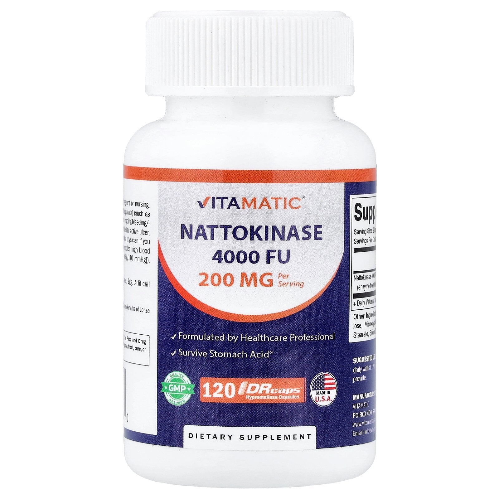 Vitamatic, Nattokinase, 120 DRcaps® (100 mg per Capsule)