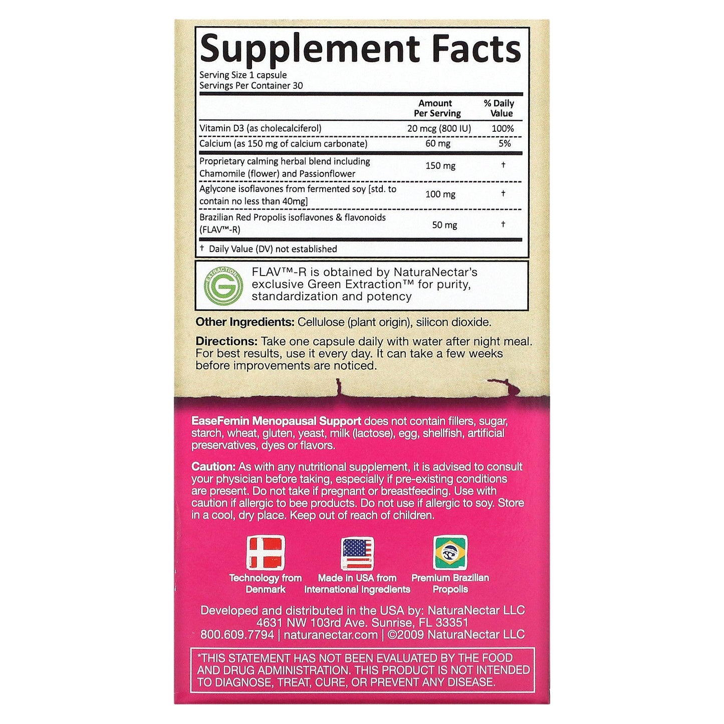 NaturaNectar, EaseFemin, Menopausal Support, 30 Vegetable Capsules