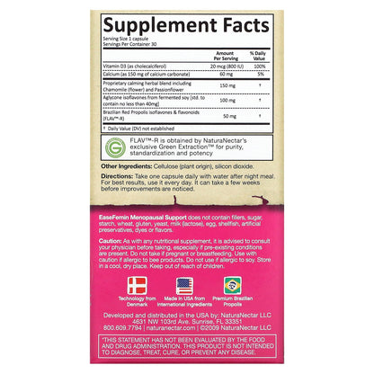 NaturaNectar, EaseFemin, Menopausal Support, 30 Vegetable Capsules