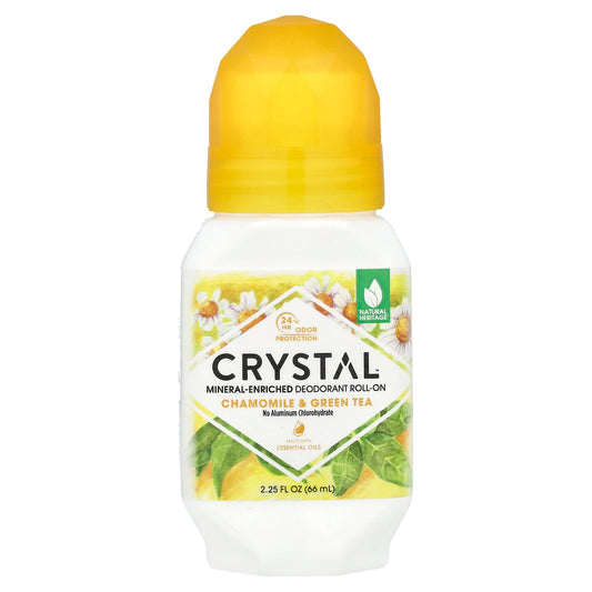 CRYSTAL, Mineral-Enriched Deodorant Roll-On, Chamomile & Green Tea, 2.25 fl oz (66 ml)