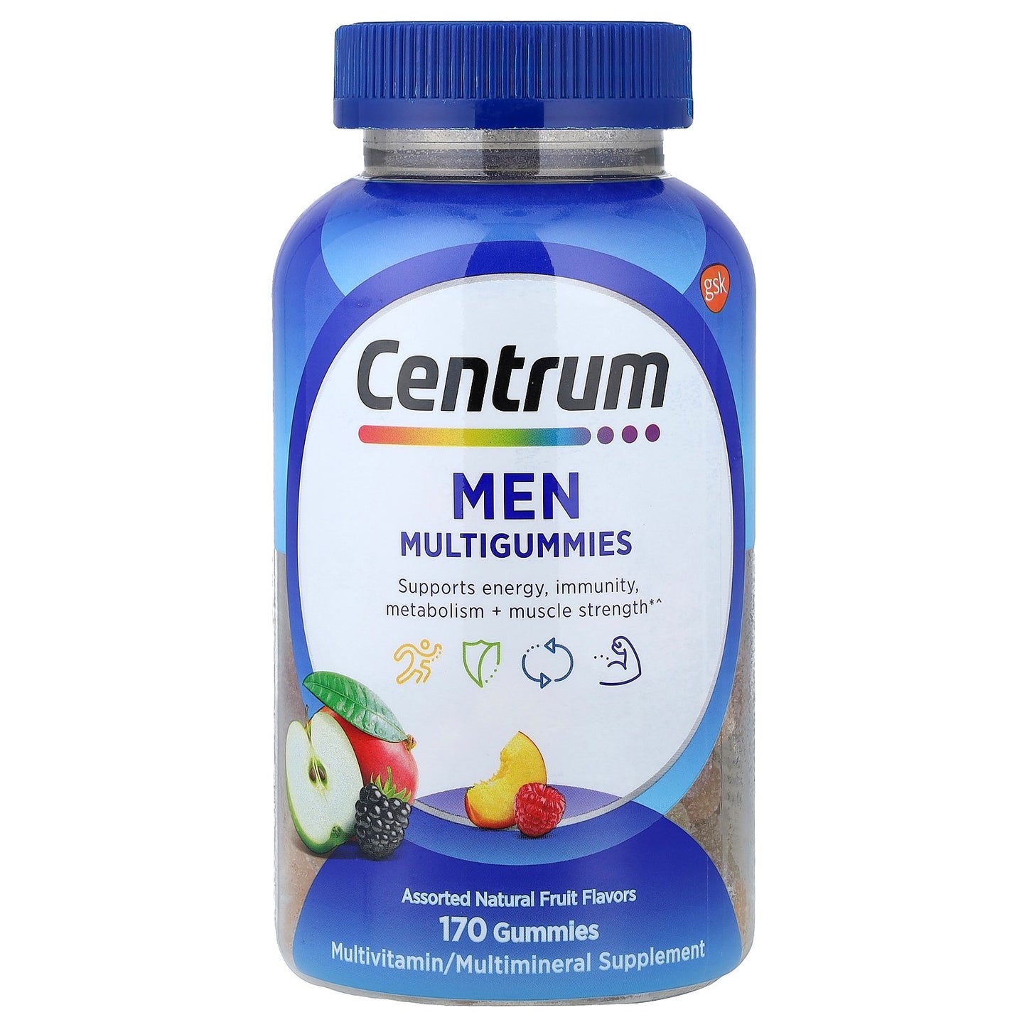 Centrum, Men Multigummies, Assorted Natural Fruit, 170 Gummies