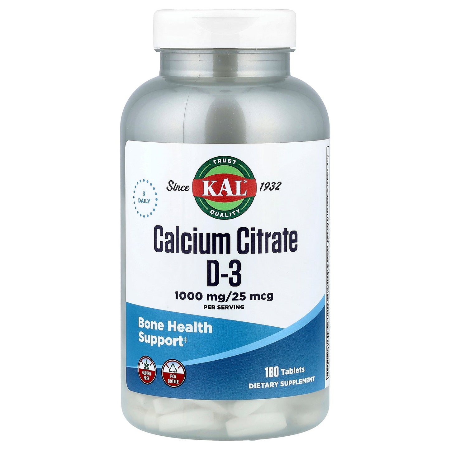 KAL, Calcium Citrate D-3, 180 Tablets