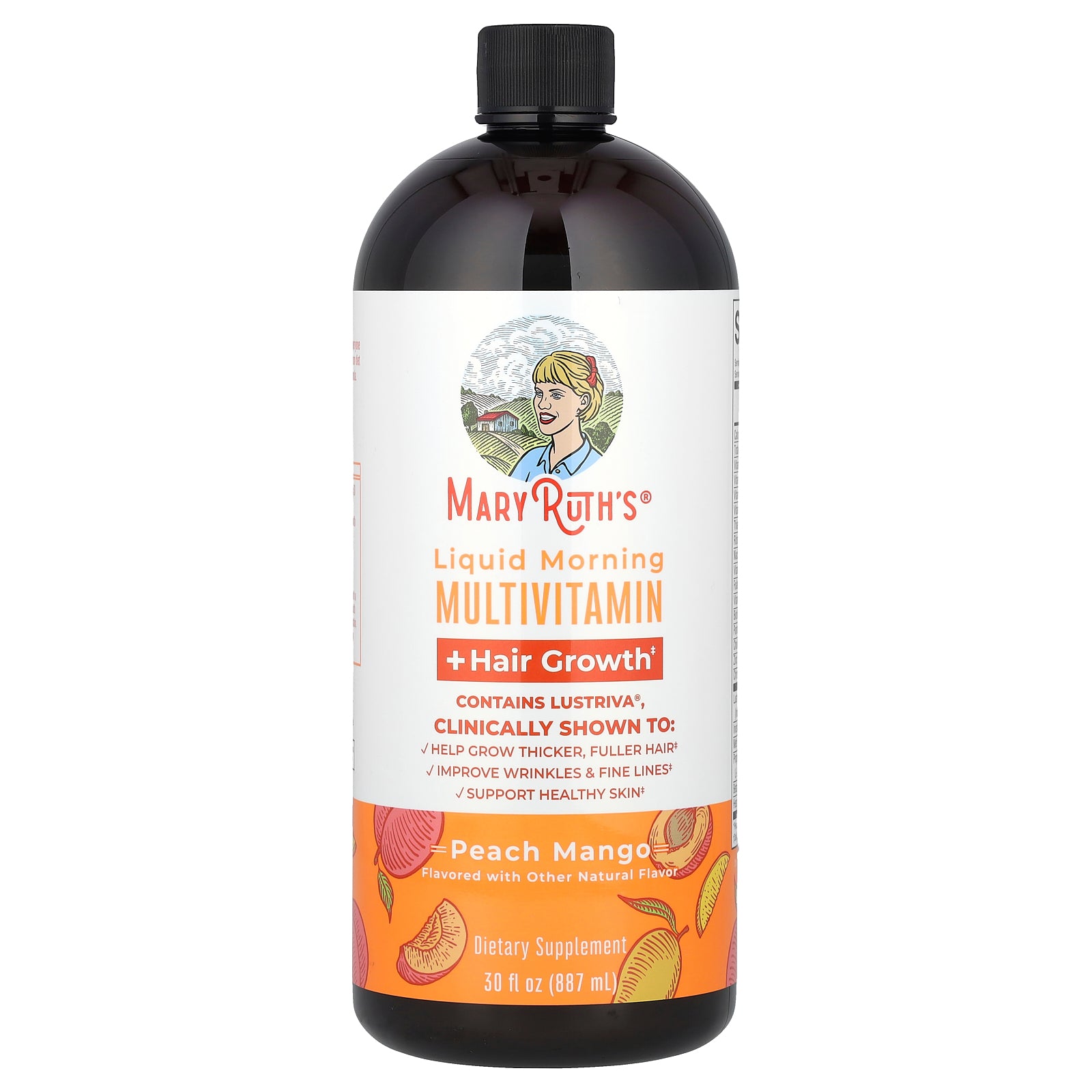 MaryRuth's, Liquid Morning Multivitamin + Hair Growth , Peach Mango, 30 fl oz (887 ml)