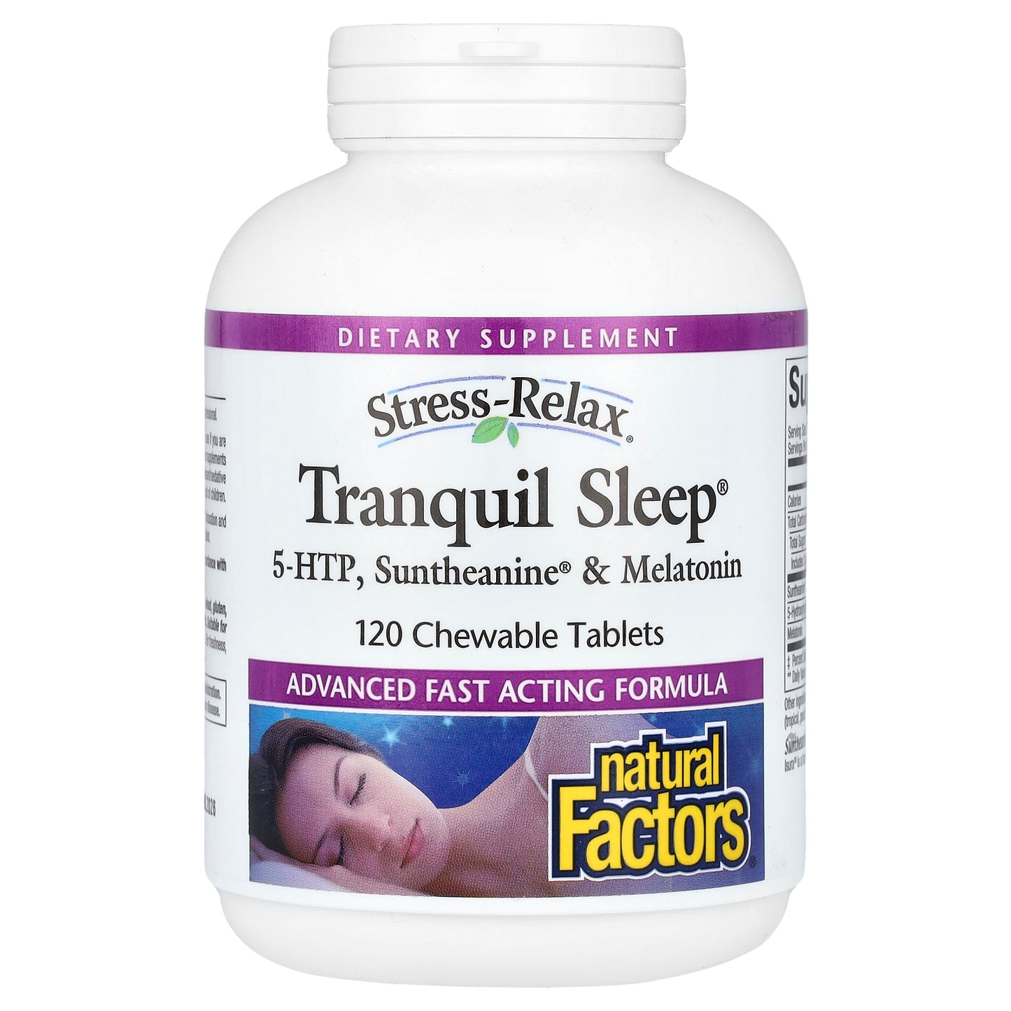 Natural Factors, Stress-Relax, Tranquil Sleep, 5-HTP, Suntheanine & Melatonin, 120 Chewable Tablets