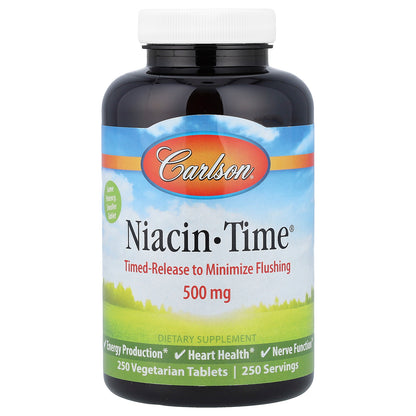 Carlson, Niacin-Time®, 500 mg, 250 Vegetarian Tablets