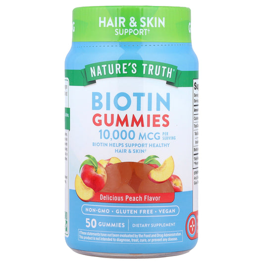 Nature's Truth, Biotin Gummies, Delicious Peach, 50 Gummies (5,000 mcg per Gummy)