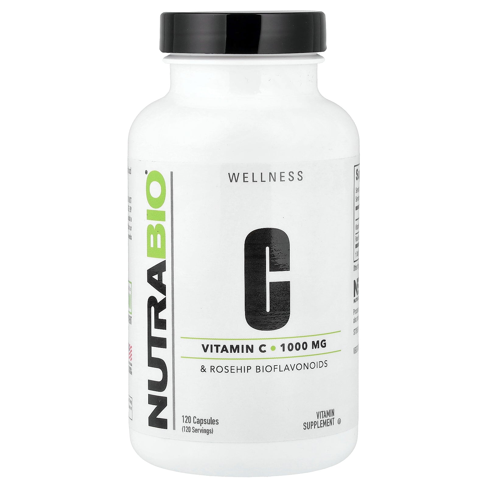 NutraBio, Vitamin C & Rosehip Bioflavonoids, 120 Capsules