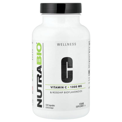 NutraBio, Vitamin C & Rosehip Bioflavonoids, 120 Capsules