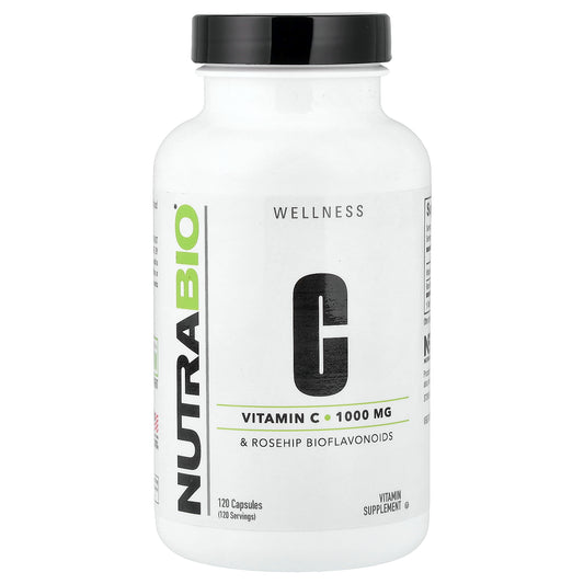 NutraBio, Vitamin C & Rosehip Bioflavonoids, 120 Capsules