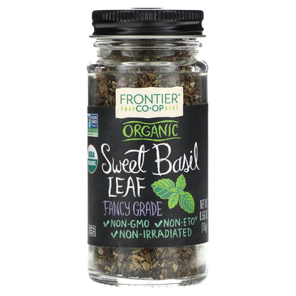 Frontier Co-op, Organic Sweet Basil Leaf, Fancy Grade, 0.56 oz (16 g)